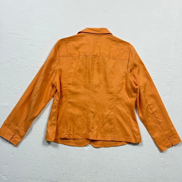 Jones New York Linen Button Front Blazer Orange Jacket, Size 14P - Picture 6 of 6